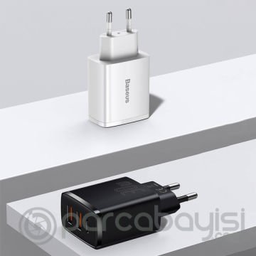Baseus Compact 30W 2 USB + TYPE-C Çıkışlı Hızlı Şarj Başlığı
