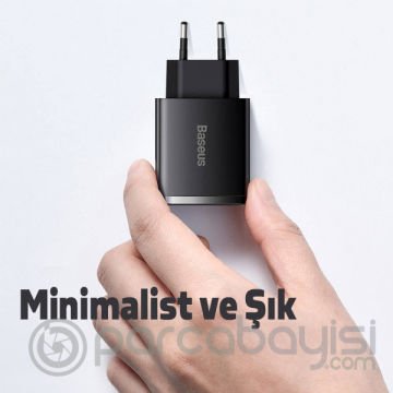 Baseus Compact 30W 2 USB + TYPE-C Çıkışlı Hızlı Şarj Başlığı