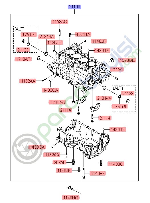 Silindir Bloku Kia Cerato Ceed Orjinal | 301W32Bs00
