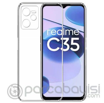 Ally Realme C35 Kılıf Kamera Korumalı Ultra İnce Şeffaf Silikon Kılıf