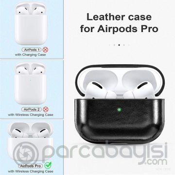 Ally Leather Case Apple Airpods Pro PU Deri Koruma Kılıfı