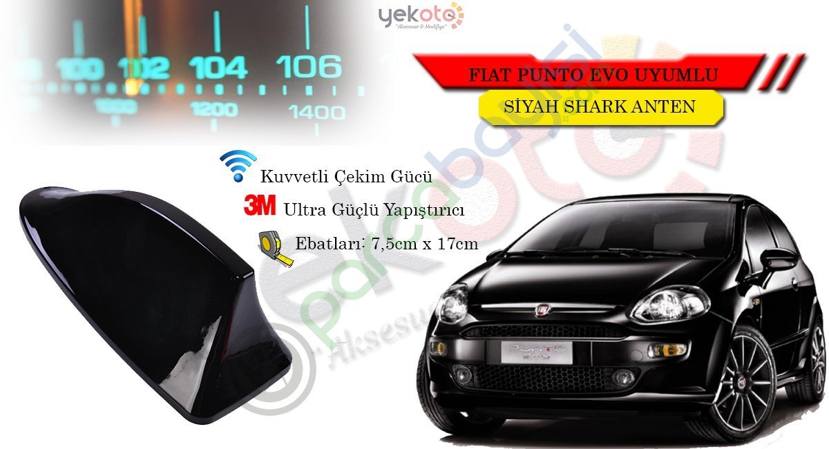 Fiat Punto Evo Uyumlu Siyah Shark Anten Köpek Balığı Anten