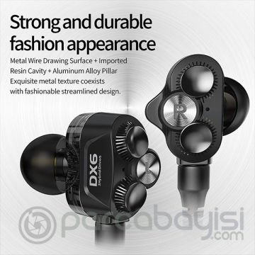 Plextone DX6 3.5mm Jack HIFI Stereo bas MMCX kablo kulakiçi Kulaklık