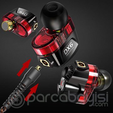 Plextone DX6 3.5mm Jack HIFI Stereo bas MMCX kablo kulakiçi Kulaklık