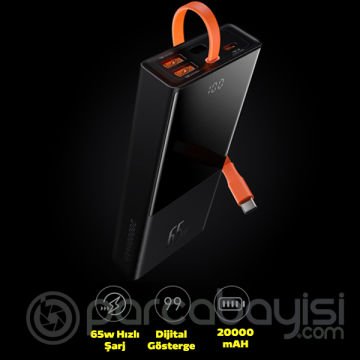 Baseus Elf 20000mAh 65W Dijital Göstergeli Hızlı Şarj Powerbank