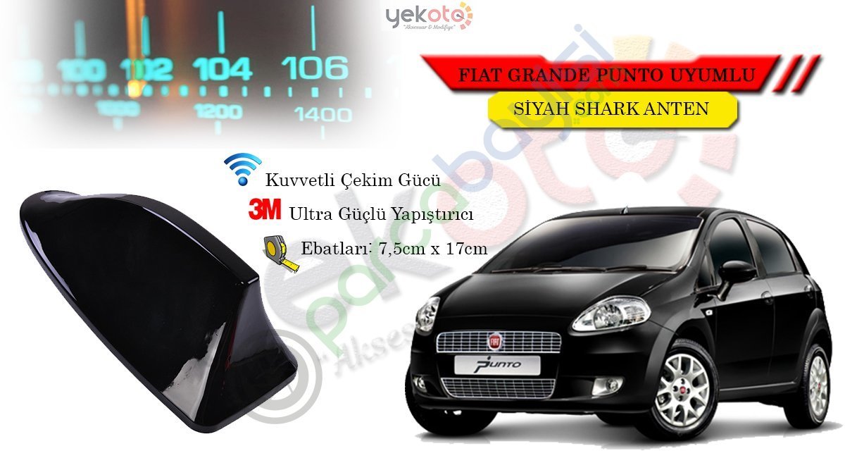 Fiat Grande Punto Uyumlu Siyah Shark Anten Köpek Balığı Anten