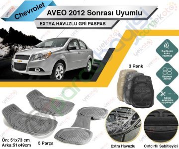 Chevrolet Aveo 2012 Sonrası Uyumlu Extra Havuzlu Kesilebilir Gri Paspas