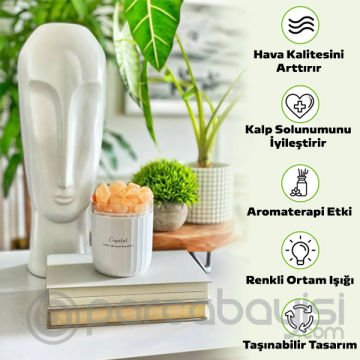EZERE Taşınabilir Kablosuz Kristal Aromaterapi Işıklı Hava Nemlendirici