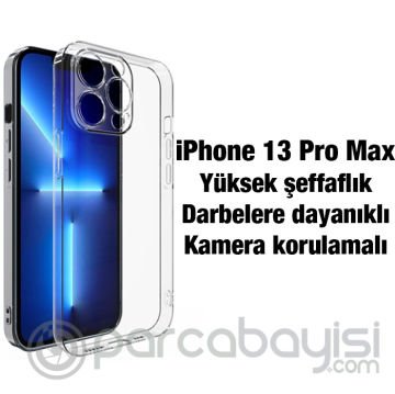 Ally iPhone 13 Pro Max Kılıf Kamera Korumalı Ultra İnce Şeffaf Silikon Kılıf