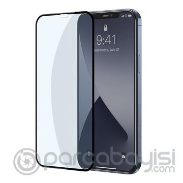Baseus İPhone 12-12 Pro 0.3MM Full Anti Blue Light Tempered Cam Ekran Koruyucu 2Adet Set