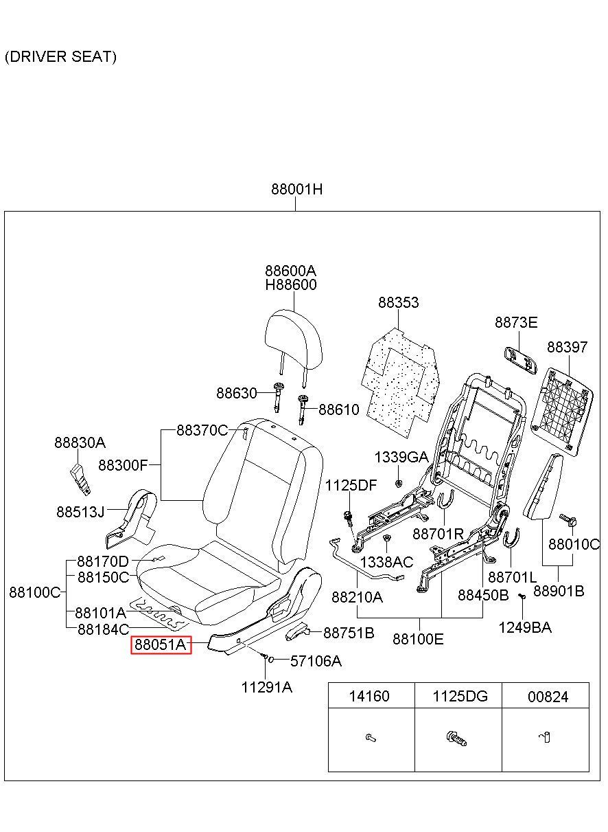 Kia Picanto Sürücü Koltuk Dış Yan Kapak Sol Orjinal | 8861207000Nl