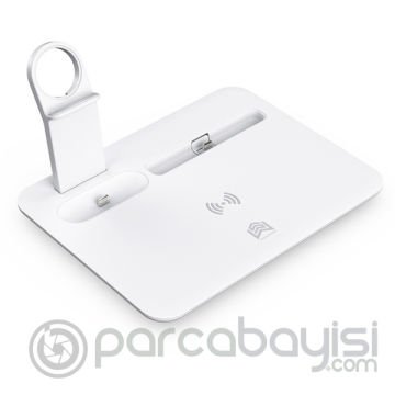 ALLY 4 in1 15W Kablosuz Hızlı Şarj Standı İPhone+İwatch+AirPods Pro Wireless