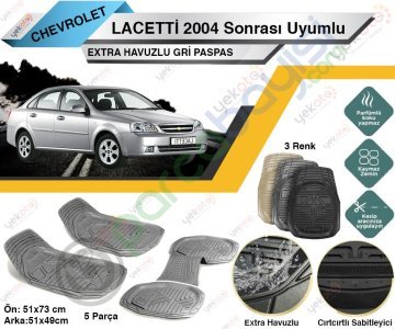 Chevrolet Lacetti 2004 Sonrası Uyumlu Extra Havuzlu Kesilebilir Gri Paspas