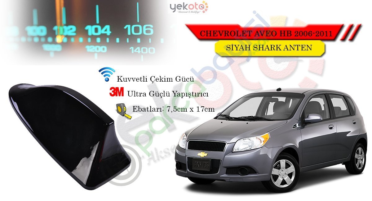 Chevrolet Aveo 2006-2011 Arası Uyumlu Siyah Shark Anten Köpek Balığı Anten
