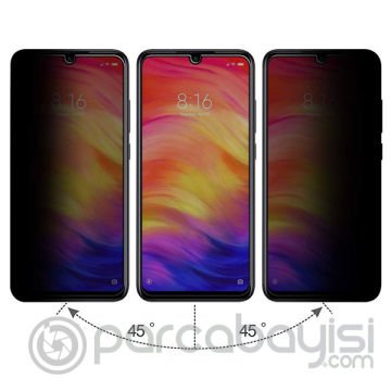 Xiaomi Redmi Note 7 3D Privacy Gizlilik 3d Full Kırılmaz Cam Koruyucu Anti-Spy