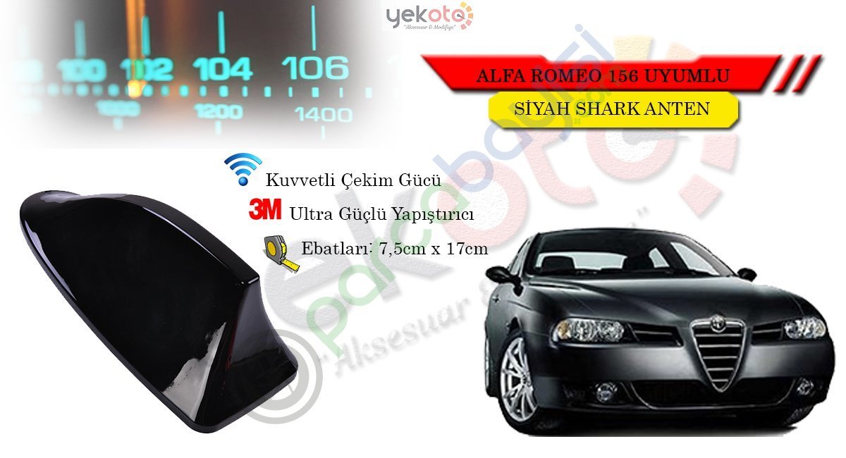 Alfaromeo 156 Uyumlu Siyah Shark Anten Köpek Balığı Anten