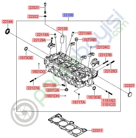 Silindir Kapağı Kia Cerato Rio Orjinal | 2210026100