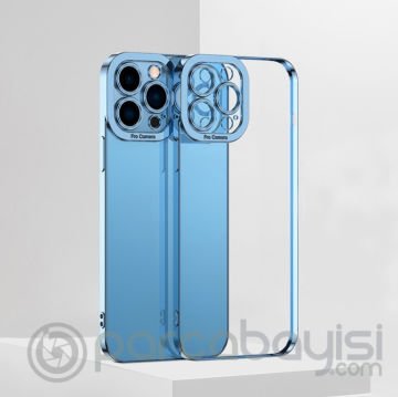 ALLY Fashion Series iPhone 12 Pro Max Kılıf Renkli Kenar Lazer Çerçeveli Silikon Kılıf