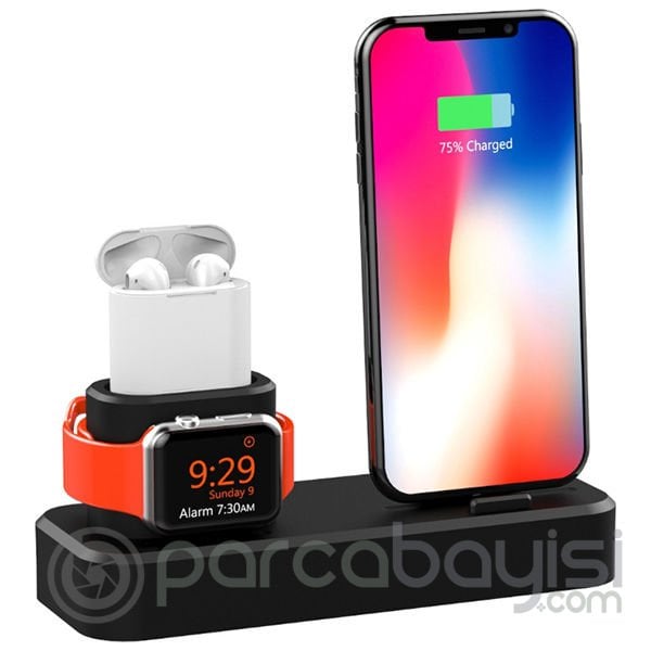 Ally 3in1 Charging Base İPhone+ İwatch+ İPods Silikon Şarj Standı