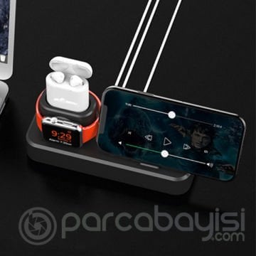 Ally 3in1 Charging Base İPhone+ İwatch+ İPods Silikon Şarj Standı