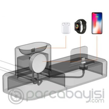 Ally 3in1 Charging Base İPhone+ İwatch+ İPods Silikon Şarj Standı