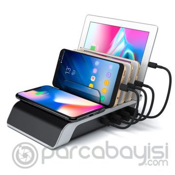 ALLY Multiport 10W Wireless Kablosuz Şarj Cihazı Organizer Stand