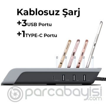 ALLY Multiport 10W Wireless Kablosuz Şarj Cihazı Organizer Stand