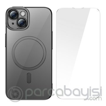 Baseus Glitter iPhone 14 6.1 Magsafe Silikon Kılıf + Tempered Ekran Koruyucu Set