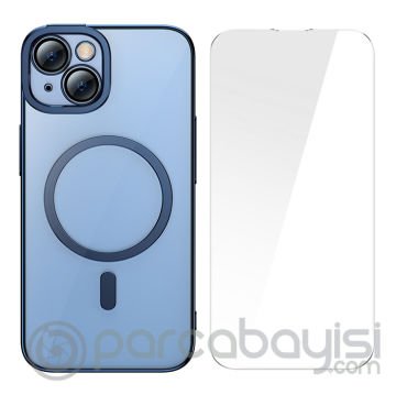 Baseus Glitter iPhone 14 6.1 Magsafe Silikon Kılıf + Tempered Ekran Koruyucu Set