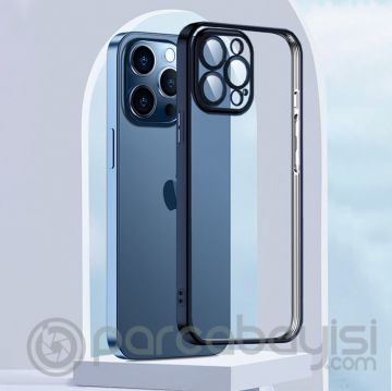 ALLY Fashion Series iPhone 13 Pro Max Kılıf Renkli Kenar Lazer Çerçeveli Silikon Kılıf