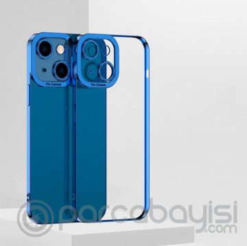 ALLY Fashion Series iPhone 13 Mini 5.4inç Kılıf Renkli Kenar Lazer Çerçeveli Silikon Kılıf