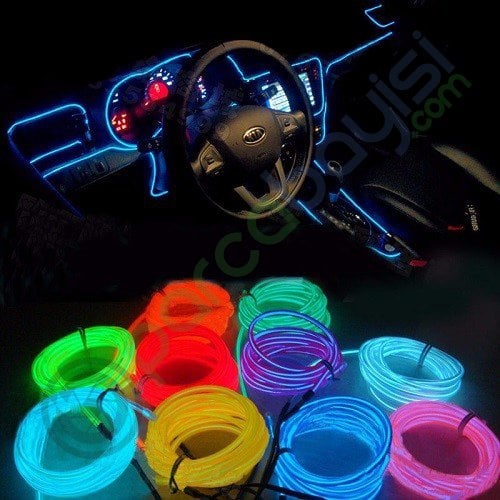 Neon Şerit Işık Beyaz 2 Metre Araba İç Mekan Torpido Dekorasyon Ledi