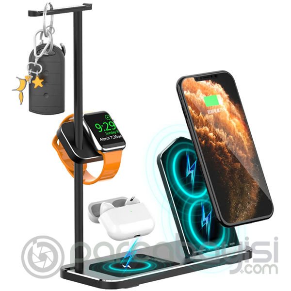 Ally 4in1 Wireless Kablosuz İPhone+AirPods Şarj +İWatch kulaklık Standı