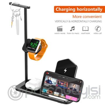Ally 4in1 Wireless Kablosuz İPhone+AirPods Şarj +İWatch kulaklık Standı