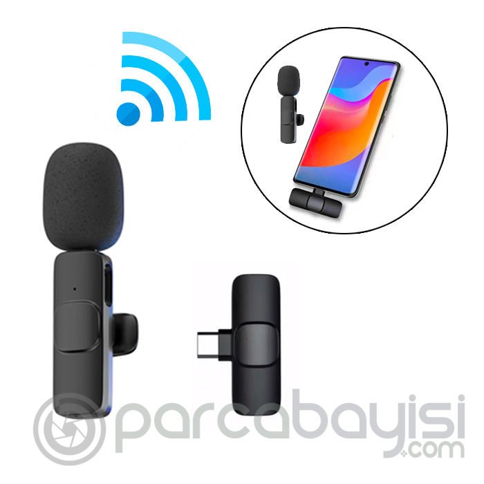 Ally K8 Lightning iPhone Tak Konuş Wireless Kablosuz Mini Yaka Mikrofonu Canlı Yayın Mikrofonu