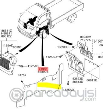 Kia Bongo Davlumbaz İç Plastiği Orjinal | 659614E500