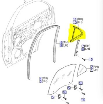 Kia Sorento Arka Kapı Sabit Cam Sağ Fitili Orjinal | 835723E000