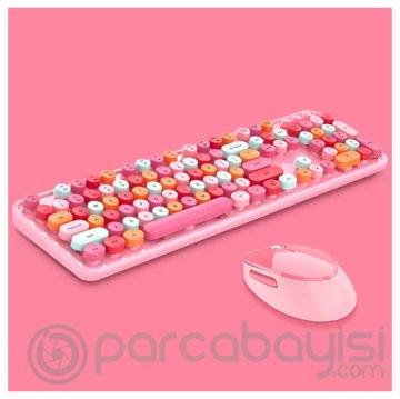 ALLY Mofi SWEET 2.4G Retro Kablosuz Q Klavye Oyuncu Klavye ve Mouse Seti
