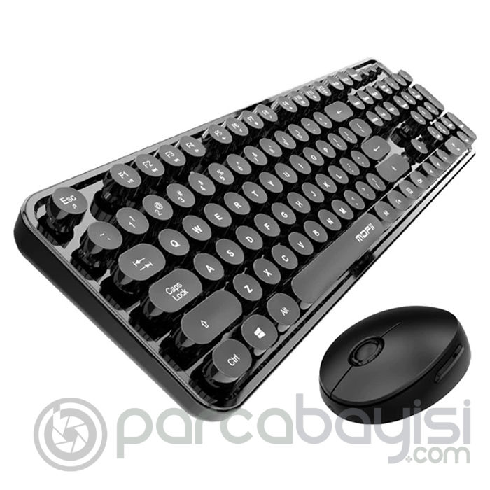 ALLY Mofi 2.4G Retro Daktilo Tipi Kablosuz Q Klavye ve Mouse Seti