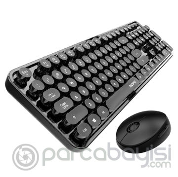 ALLY Mofi 2.4G Retro Daktilo Tipi Kablosuz Q Klavye ve Mouse Seti