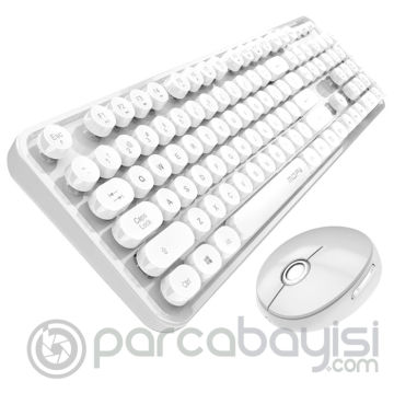 ALLY Mofi 2.4G Retro Daktilo Tipi Kablosuz Q Klavye ve Mouse Seti