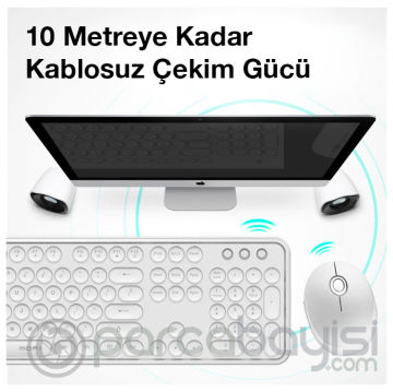 ALLY Mofi 2.4G Retro Daktilo Tipi Kablosuz Q Klavye ve Mouse Seti