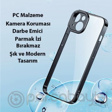 Baseus Glitter iPhone 14 Plus 6.7 Renkli Kenar Silikon Kılıf + Tempered Ekran Koruyucu Set