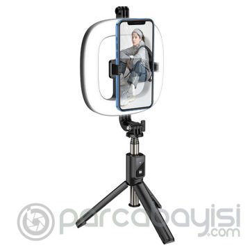 HOCO LV03 Plus Uzaktan Kontrol Canlı Yayın Işığı Standlı Selfie Çubuğu Tripod