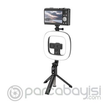 HOCO LV03 Plus Uzaktan Kontrol Canlı Yayın Işığı Standlı Selfie Çubuğu Tripod