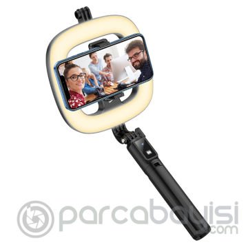 HOCO LV03 Plus Uzaktan Kontrol Canlı Yayın Işığı Standlı Selfie Çubuğu Tripod