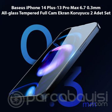 Baseus iPhone 14 Plus-13 Pro Max 6.7 ile Uyumlu 0.3mm All-glass Tempered Full Cam Ekran Koruyucu 2 A