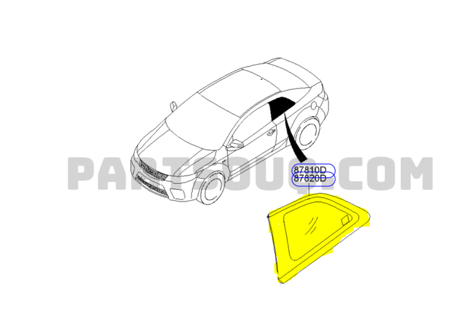 Kia Cerato Coup Sol Kelebek Camı Orjinal | 878101M210