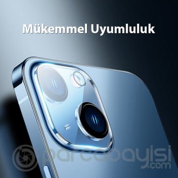 Baseus iPhone 14-14 Plus ile Uyumlu 0.3mm Full Tempered Kamera Lens Koruma Camı 2 Adet Set