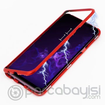 Galaxy S9 Mıknatıslı 360 Koruma Arkası Cam Metal Frame Kılıf